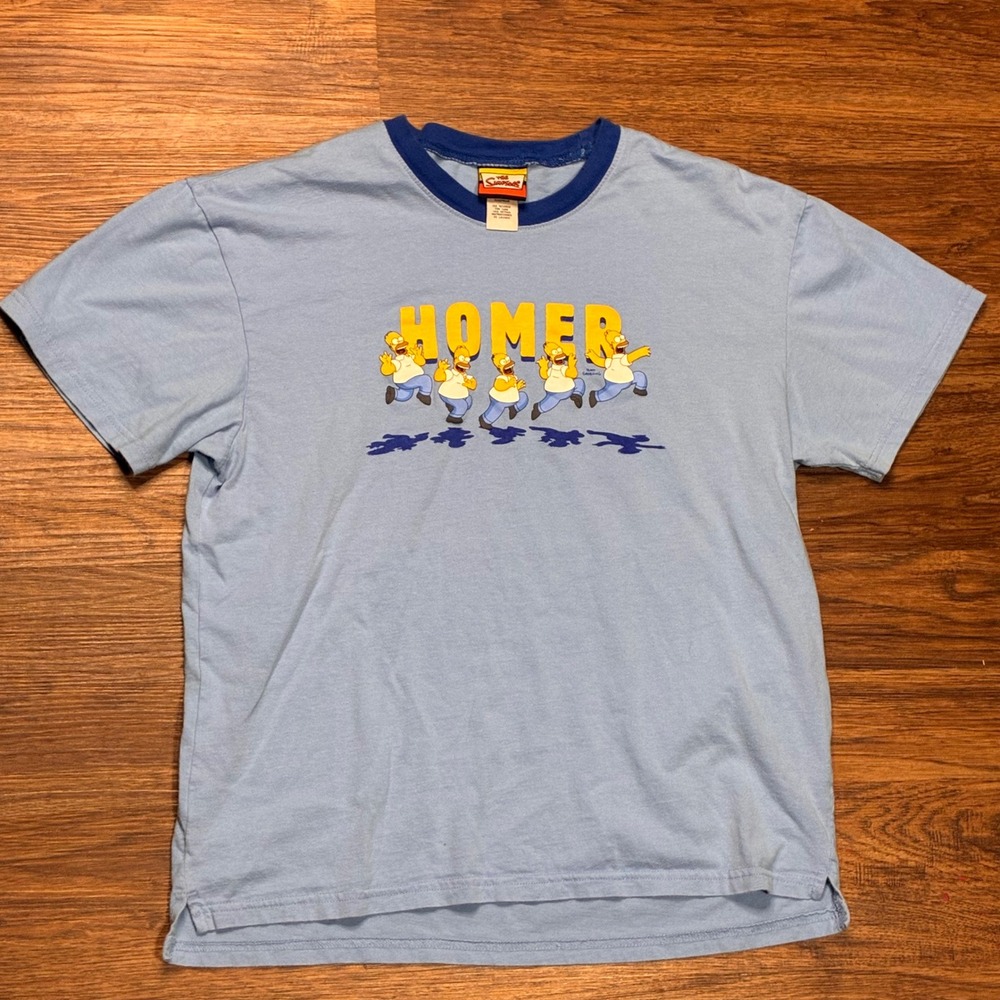 Y2K The Simpsons Homer T Shirt Mens M Blue Ringer Tee Matt Groening Graphic
